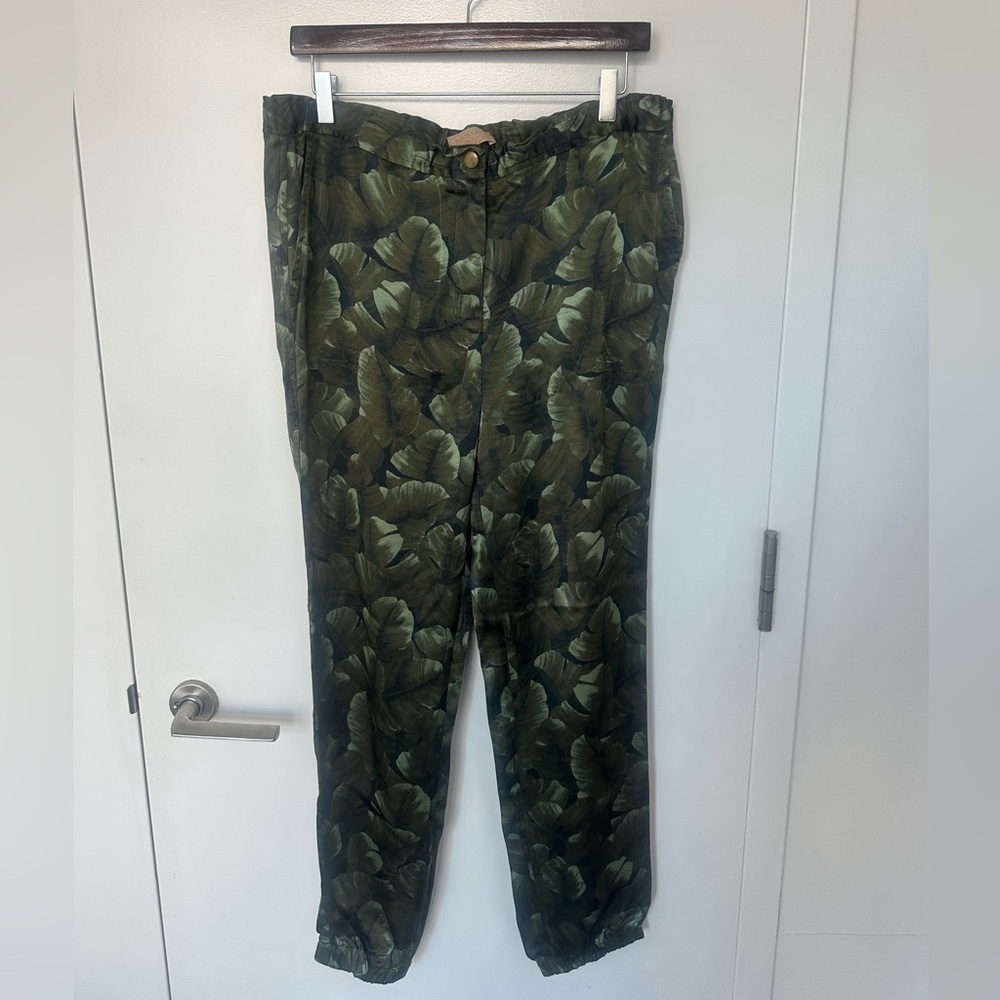 Lanvin Women's Green Leaf Silk Pants